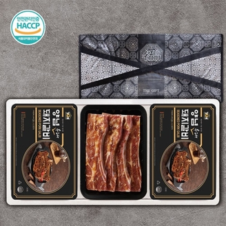[고급부직포] 한돈 양념 우대갈비 3P 1.8kg(600g*3) 갈비선물세트