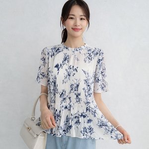 여성 고운결 플리츠 블라우스