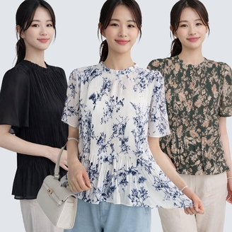 여성 고운결 플리츠 블라우스