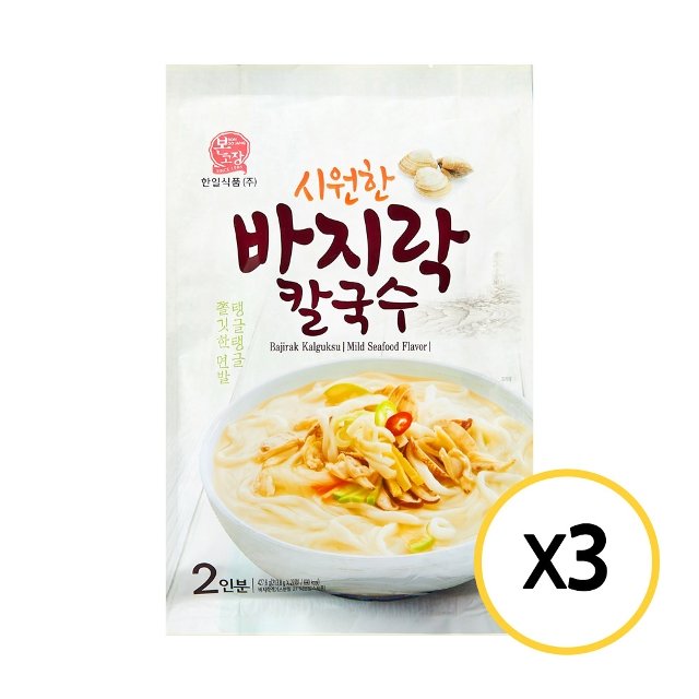 한일식품 본고장 시원한 바지락 칼국수 2인분 427.6g x 3개
