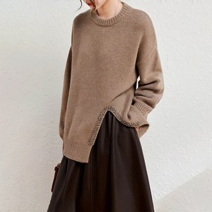 [루미루나]퍼플큐빅루즈핏니트