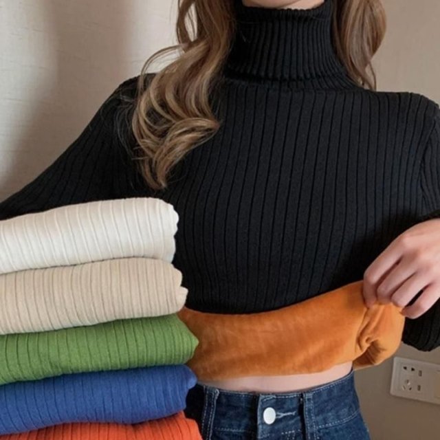 반폴라 긴팔티셔츠 패션 반팔티 기본티 긴팔 니트 티 (WE60288)