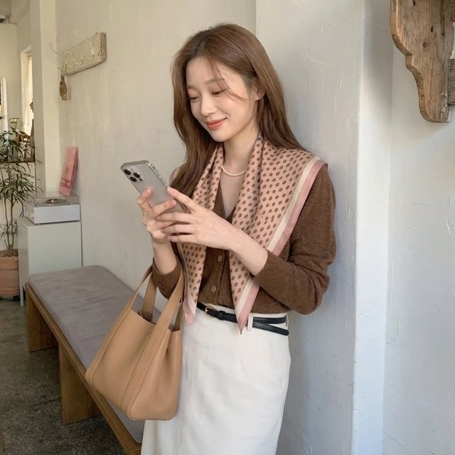 [1+1세트] 모먼트 포인트 스카프  여성 패션 데일리스카프