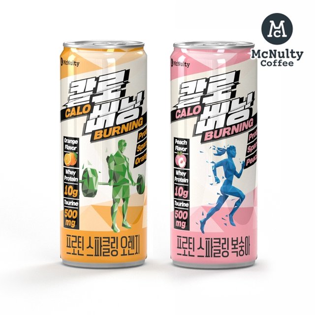 맥널티 칼로버닝 프로틴 스파클링 2종(복숭아/오렌지) 250ml 24개입 /음료/제로슈가