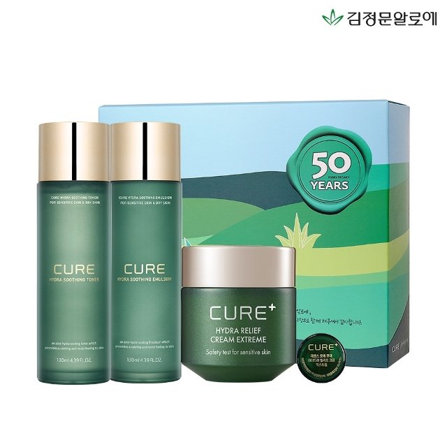 [김정문알로에] 큐어 수딩 토너+에멀젼+익스트림 크림 선물세트