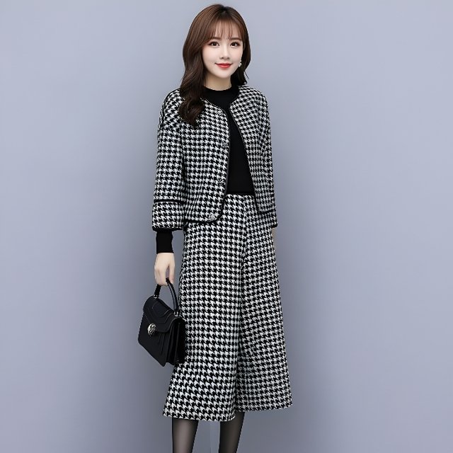 [비니브] 하운드 체크 투피스