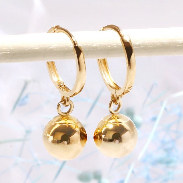 [골드퀸즈] 14K 5mm 볼륨 볼 원터치 귀걸이