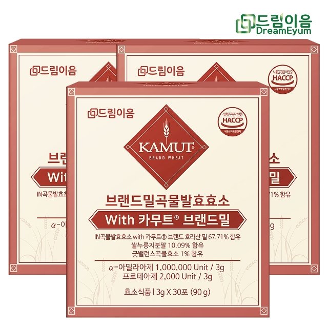 드림이음 카무트 효소 브랜드밀 곡물 발효효소 30포 3박스 3개월분