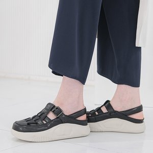 헬시온 소가죽 플랫폼 샌들 