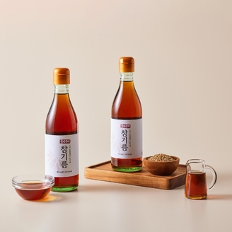 [꿀이구마] 100프로 통참깨 저온압착 참기름 350ml x 2병