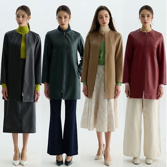 헤스티지 26SS 여성 라운드 양가죽 코트