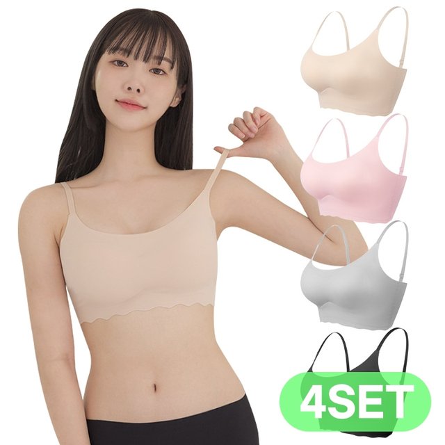 [어나더디] 4개세트 심리스 스트랩 브라탑 끈 조절 노와이어 노라인 무봉제 여성 속옷 4컬러