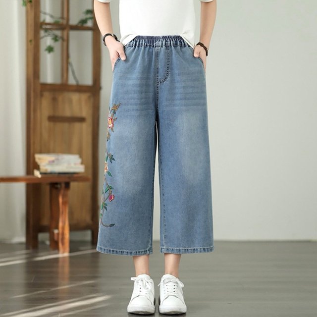 [헬리꽁땡]플로럴자수데님팬츠