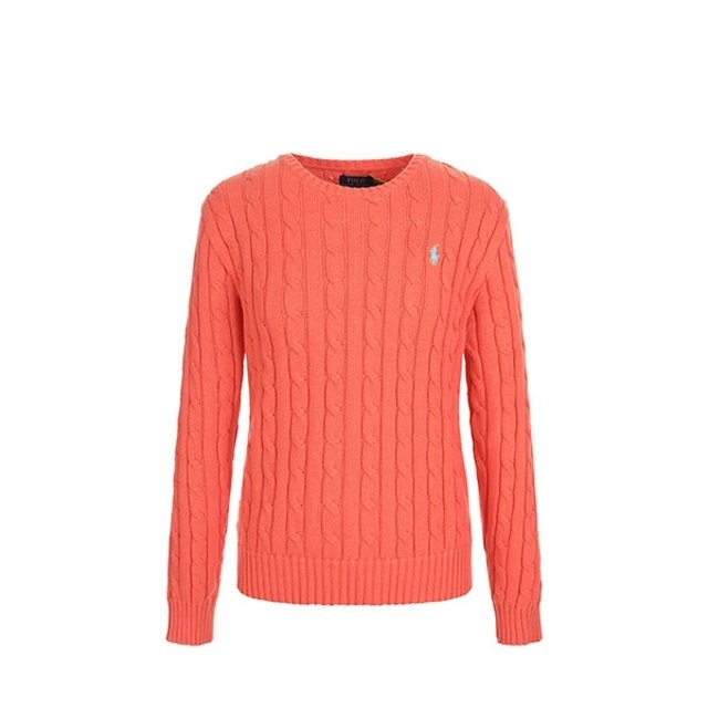 랄프로렌 폴로 여성 클래식 케이블 라운드 니트 오렌지