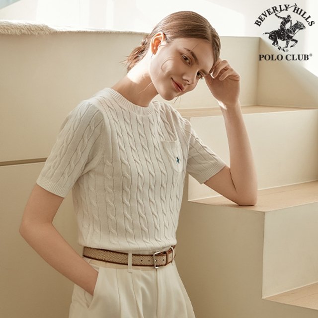 [한정수량] 비버리힐즈폴로클럽 남녀 반팔 케이블니트 3종