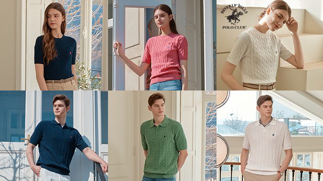 [한정수량] 비버리힐즈폴로클럽 남녀 반팔 케이블니트 3종