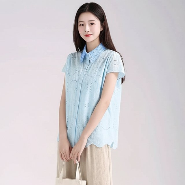 [헬리꽁땡]메르퀸펀칭레이스블라우스2종