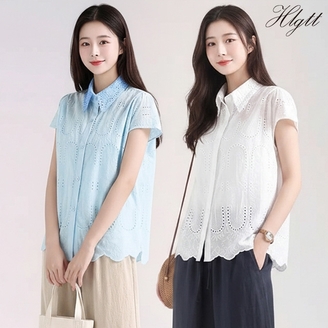 [헬리꽁땡]메르퀸펀칭레이스블라우스2종
