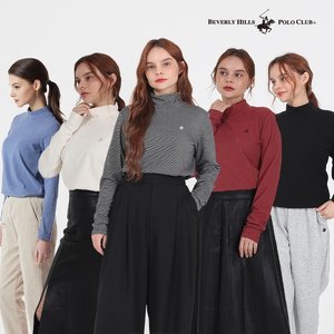 [프리미엄]비버리힐즈폴로클럽 양면 기모 모크넥 티셔츠 5종, 여성