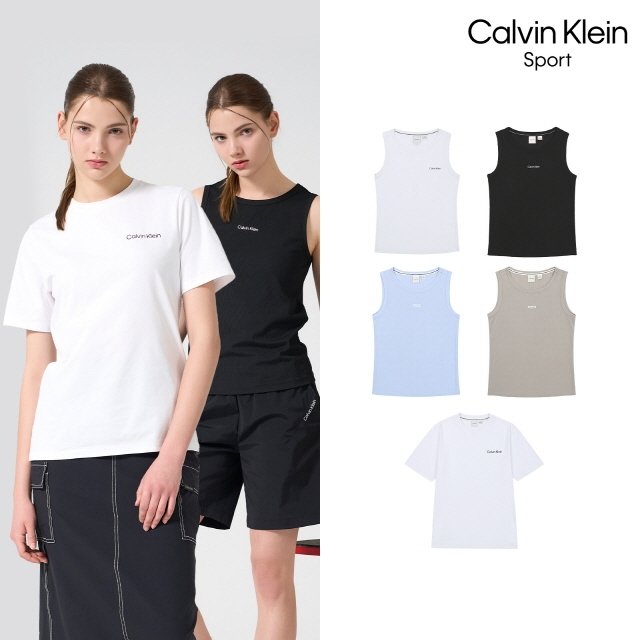 [CalvinKlein] 캘빈클라인 26SS 시그니처 rib 슬리브리스 3종 + 티셔츠 1종, 여성