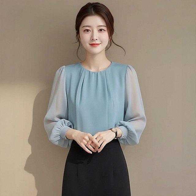 [플로레센스]마리엘볼륨소매블라우스2종
