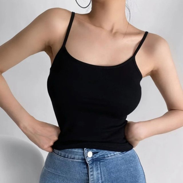 [어나더디] 5개세트 쫀쫀한 에어리 나시 끈 크롭 베이직 민소매 블랙 화이트