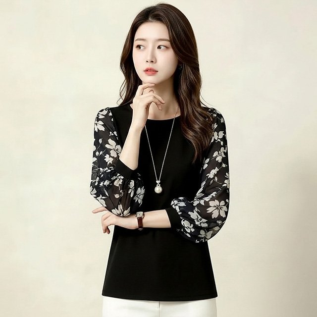 [플로레센스]아리엘플라워소매블라우스2종