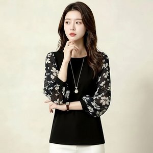 [플로레센스]아리엘플라워소매블라우스2종