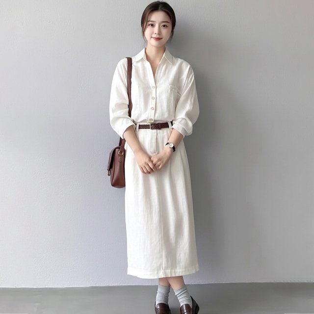 [플로레센스]엘르벨티드롱원피스+벨트(2종)(색상선택)