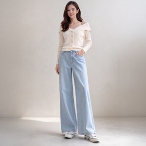 블랙미즈 여성 라인커버 세미와이드 데님 3종