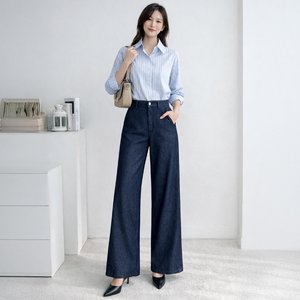 블랙미즈 여성 라인커버 세미와이드 데님 3종