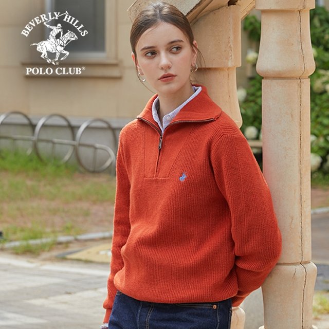 [비버리힐즈폴로클럽] 초특가 메리노울 블렌디드 반집업 니트 남여