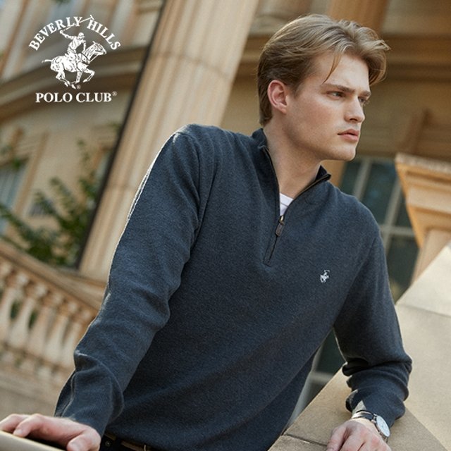 [비버리힐즈폴로클럽] 초특가 메리노울 블렌디드 반집업 니트 남여