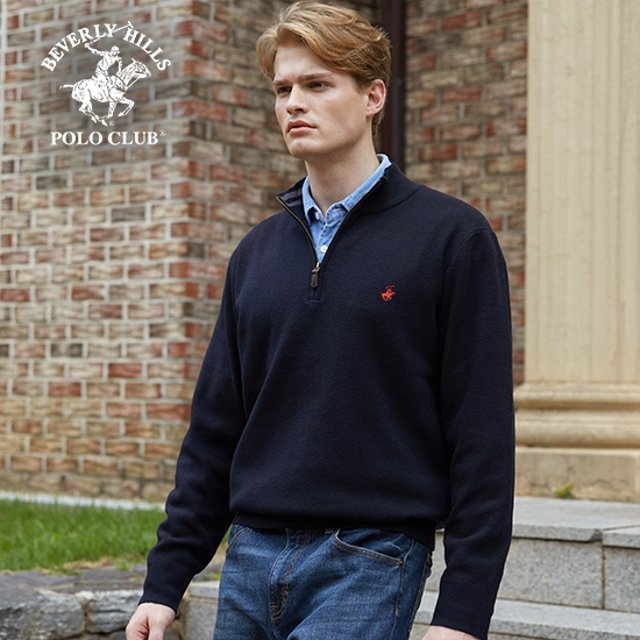 [비버리힐즈폴로클럽] 초특가 메리노울 블렌디드 반집업 니트 남여
