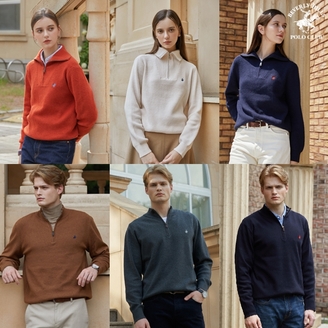 [비버리힐즈폴로클럽] 초특가 메리노울 블렌디드 반집업 니트 남여