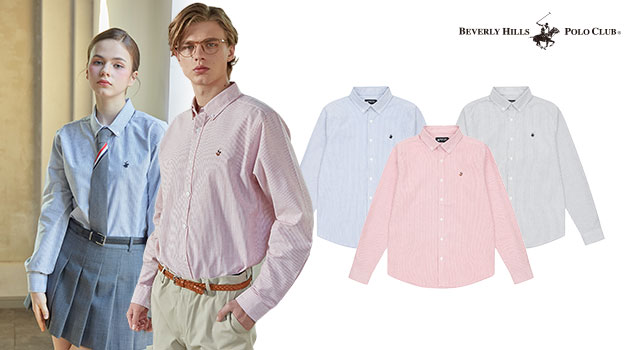 [프리미엄] 비버리힐즈폴로클럽 UNISEX 클래식 스트라이프셔츠 3종, 남녀공용