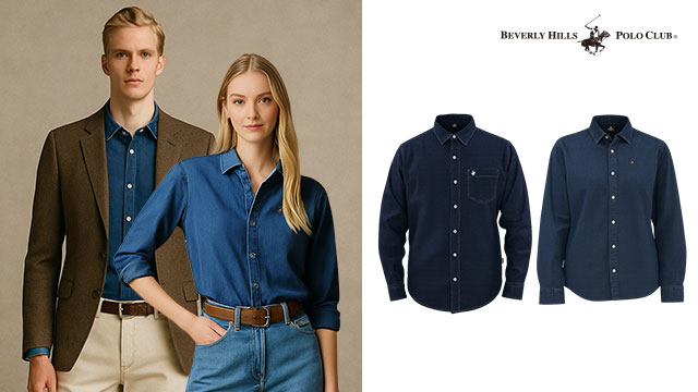 [프리미엄] 비버리힐즈폴로클럽 UNISEX 클래식 데님셔츠 2종, 남녀공용