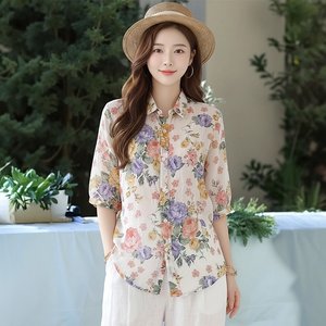 [헬리꽁땡]쉬어레인보우플라워블라우스2종