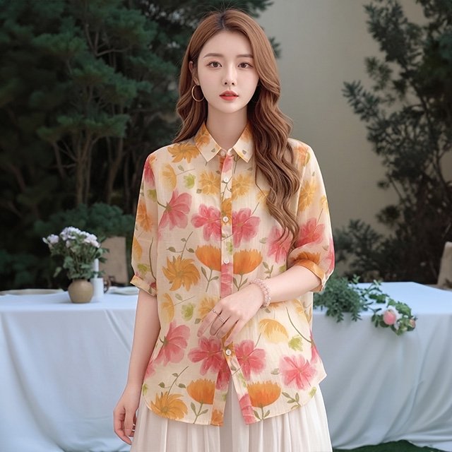 [헬리꽁땡]쉬어레인보우플라워블라우스2종