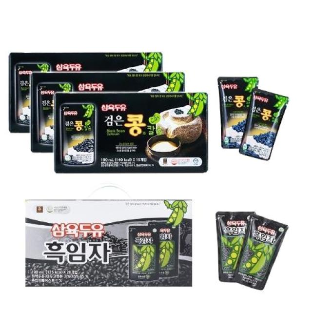 삼육두유 블랙푸드 세트 총 80팩 (검은콩과칼슘 두유 3박스(60팩)+흑임자 두유 1박스(20팩))