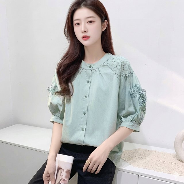 [플로레센스]쿠르쿠펀칭레이스블라우스2종