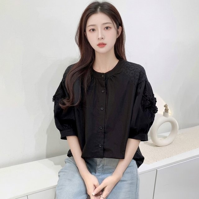 [플로레센스]쿠르쿠펀칭레이스블라우스2종
