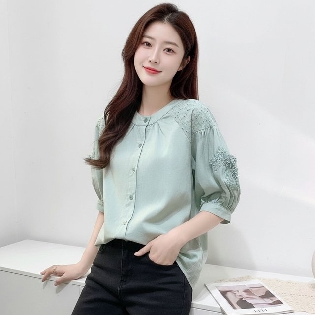 [플로레센스]쿠르쿠펀칭레이스블라우스2종