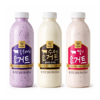 강훈목장 수제요거트 1000ml 맛별세트(플레인+딸기+블루베리) [원산지:국산(경상북도 구미시)]
