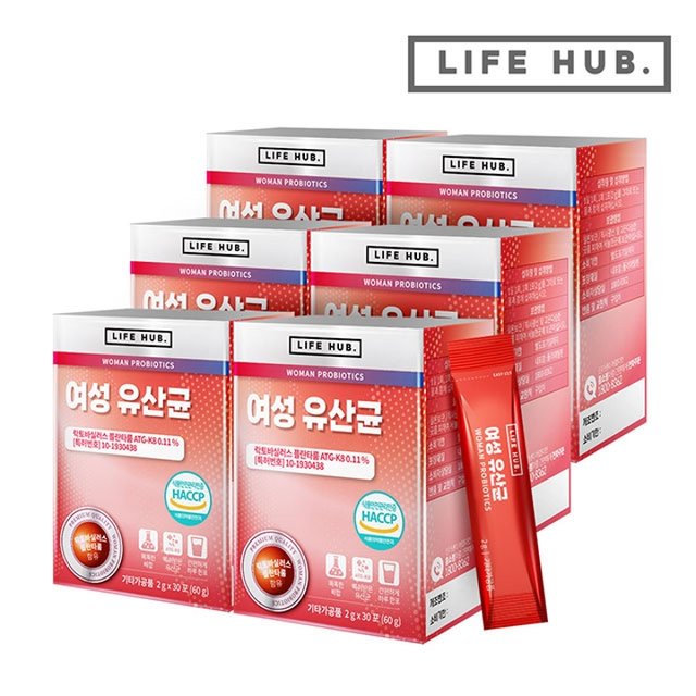 라이프허브 여성 유산균 6세트(2g x 180포) 6개월분