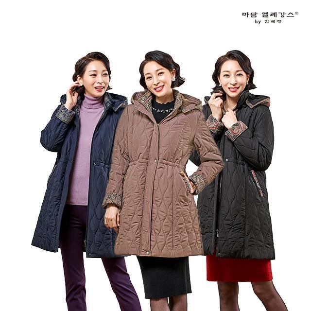 [마담엘레강스] 페이즐리 포인트 퀼팅 에코퍼 코트 K224CT03