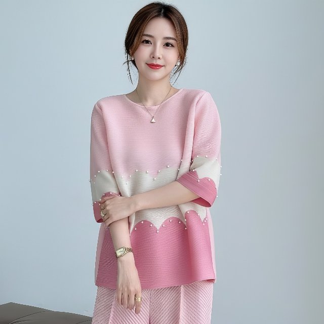 [엘드마마] 펄장식 주름 블라우스