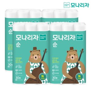 모나리자 3겹 천연펄프 순 화장지 30롤4팩[120롤]