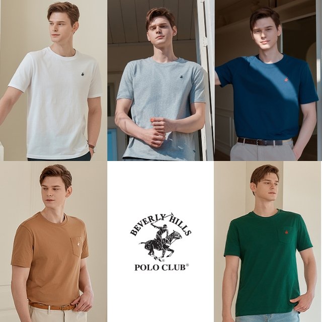 [최저가] 비버리힐즈폴로클럽 남녀 반팔 티셔츠 5종 SET