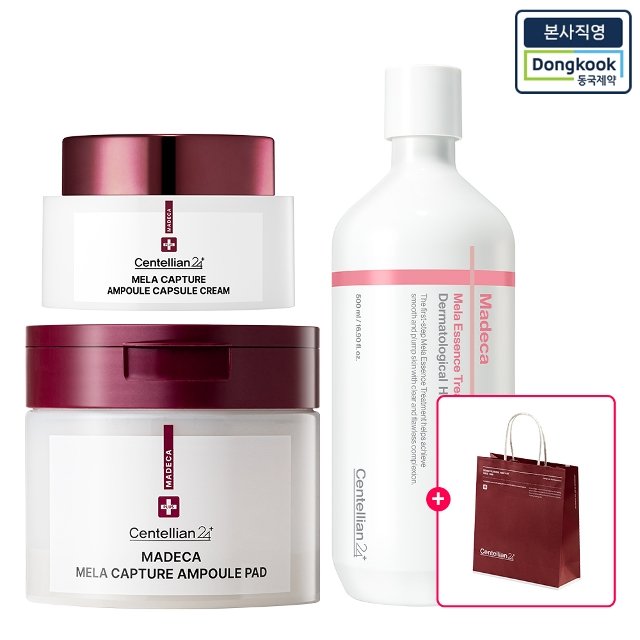 [본사직영] 센텔리안24 마데카 멜라캡처 기미 기초세트 3종 (캡슐크림 55ml + 앰플패드 60매 + 에센스 토너 500ml)